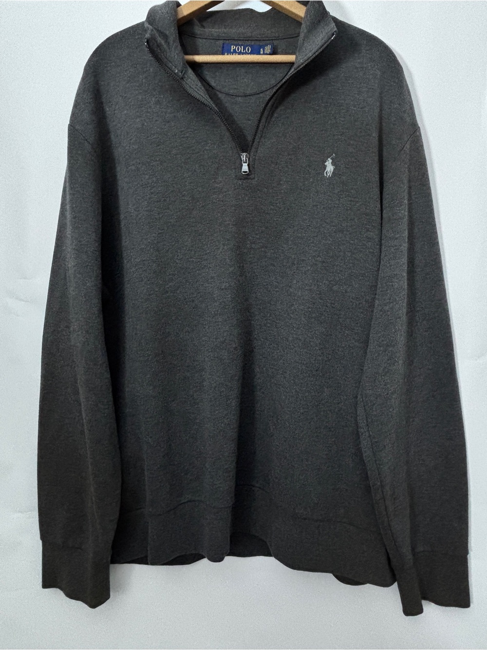 Polo by Ralph Lauren Charcoal Gray Quarter Zip Pullover Preppy Sweater XL